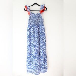 THML by Anthropologie Blue and White Floral Maxi Dress Sz Medium